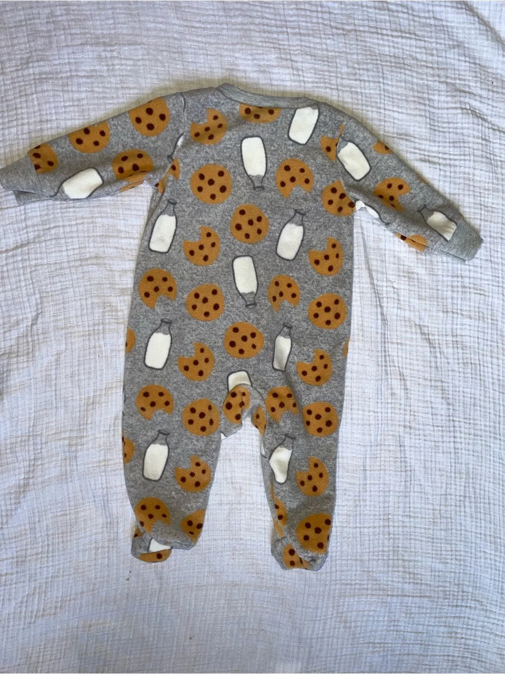 Carter's Gray Footed One-Piece with Cookie & Milk Print